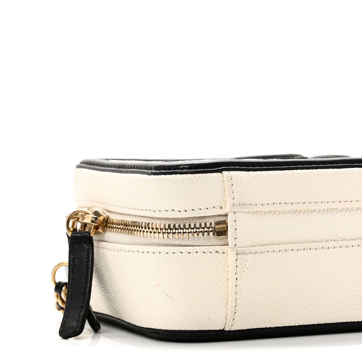 Chanel Caviar Quilted Small CC Filigree Vanity Case White Black