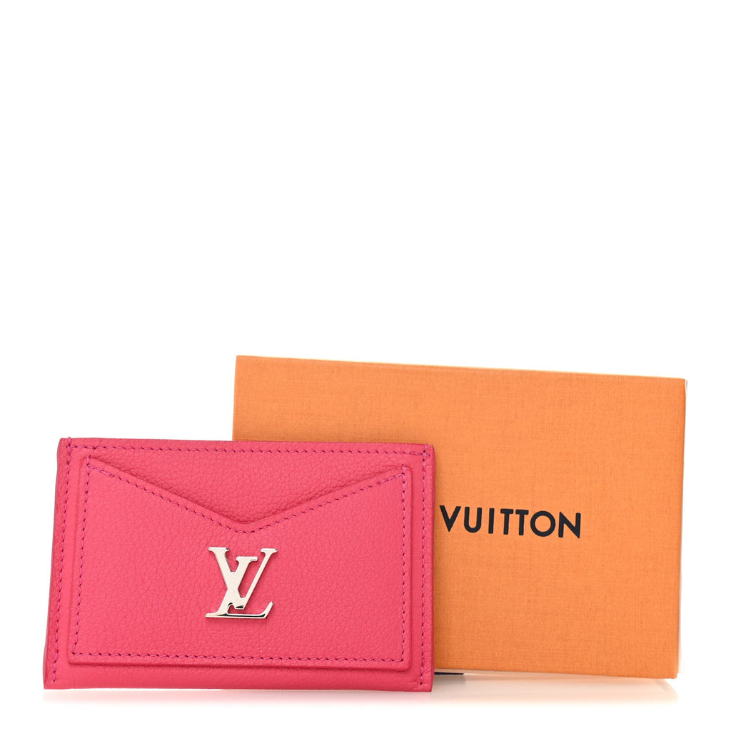 Louis Vuitton Calfskin Lockme Card Holder Hot Pink