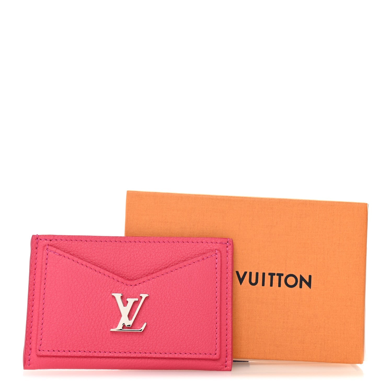 Louis Vuitton Calfskin Lockme Card Holder Hot Pink