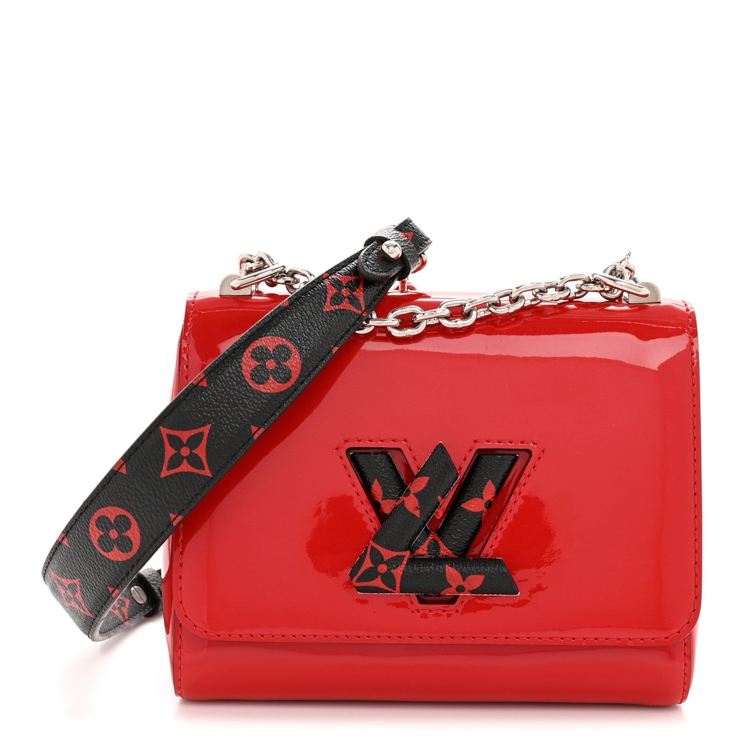 Louis Vuitton Patent Monogram Infrarouge Twist Shoulder Bag PM Coquelicot