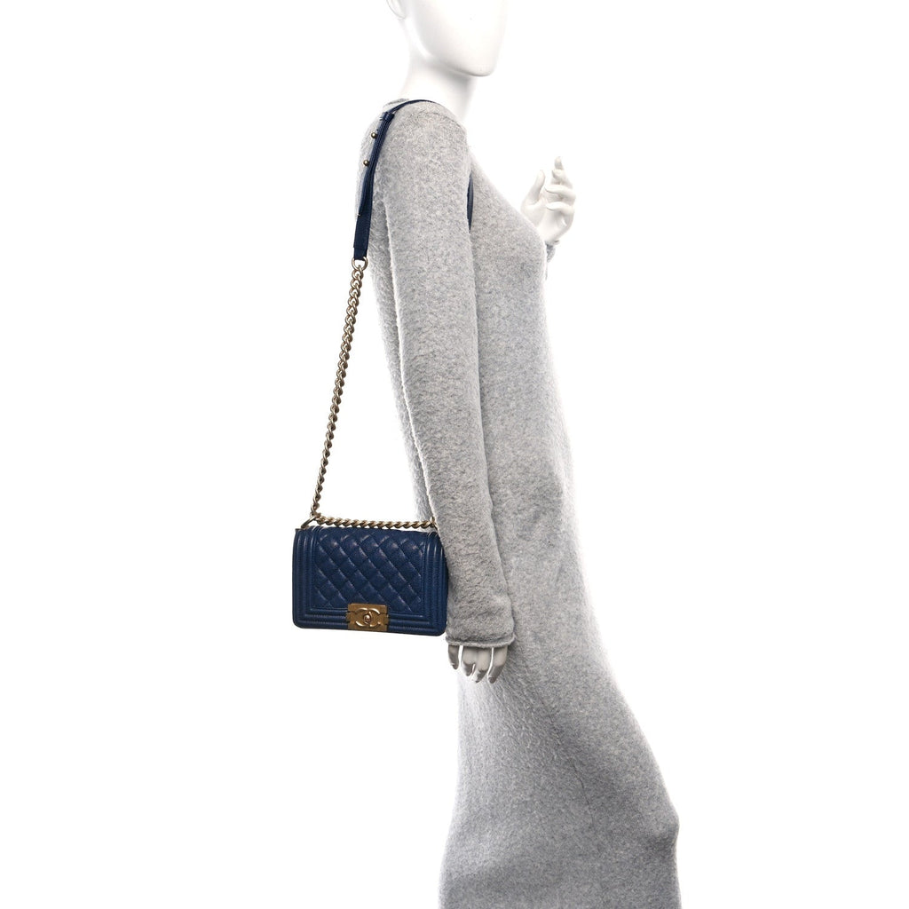 Chanel Caviar Quilted Small Boy Flap Dark Blue