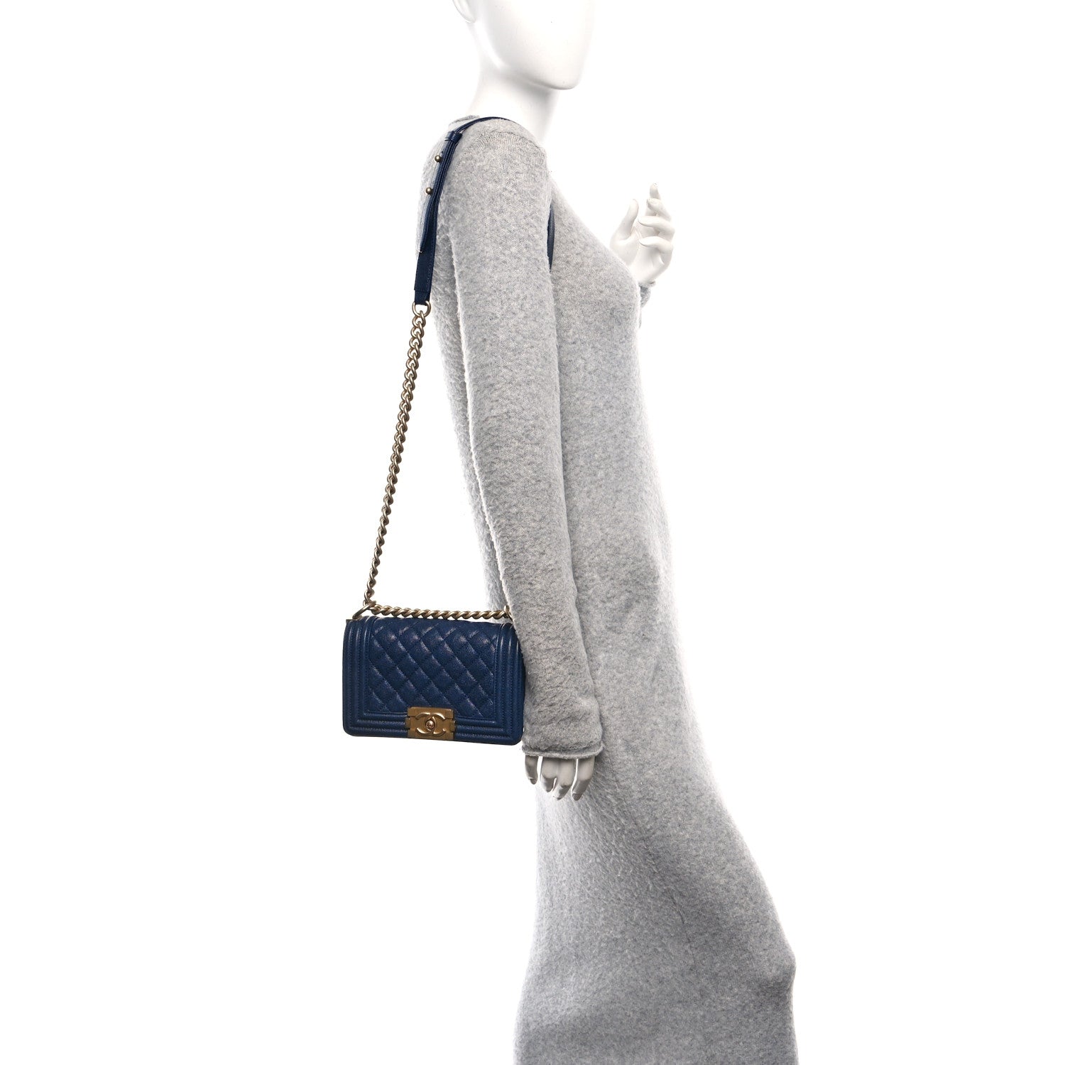 Chanel Caviar Quilted Small Boy Flap Dark Blue