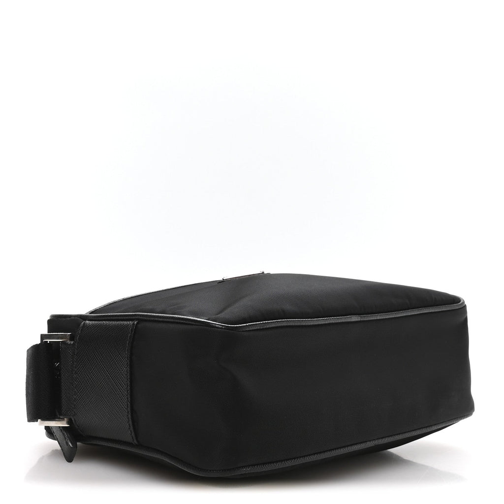 Prada Re-Nylon Vela Saffiano Pocket Double Zip Shoulder Bag Black
