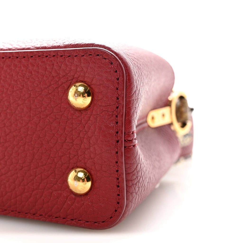 Louis Vuitton Taurillon Snakeskin Mini Capucines Burgundy