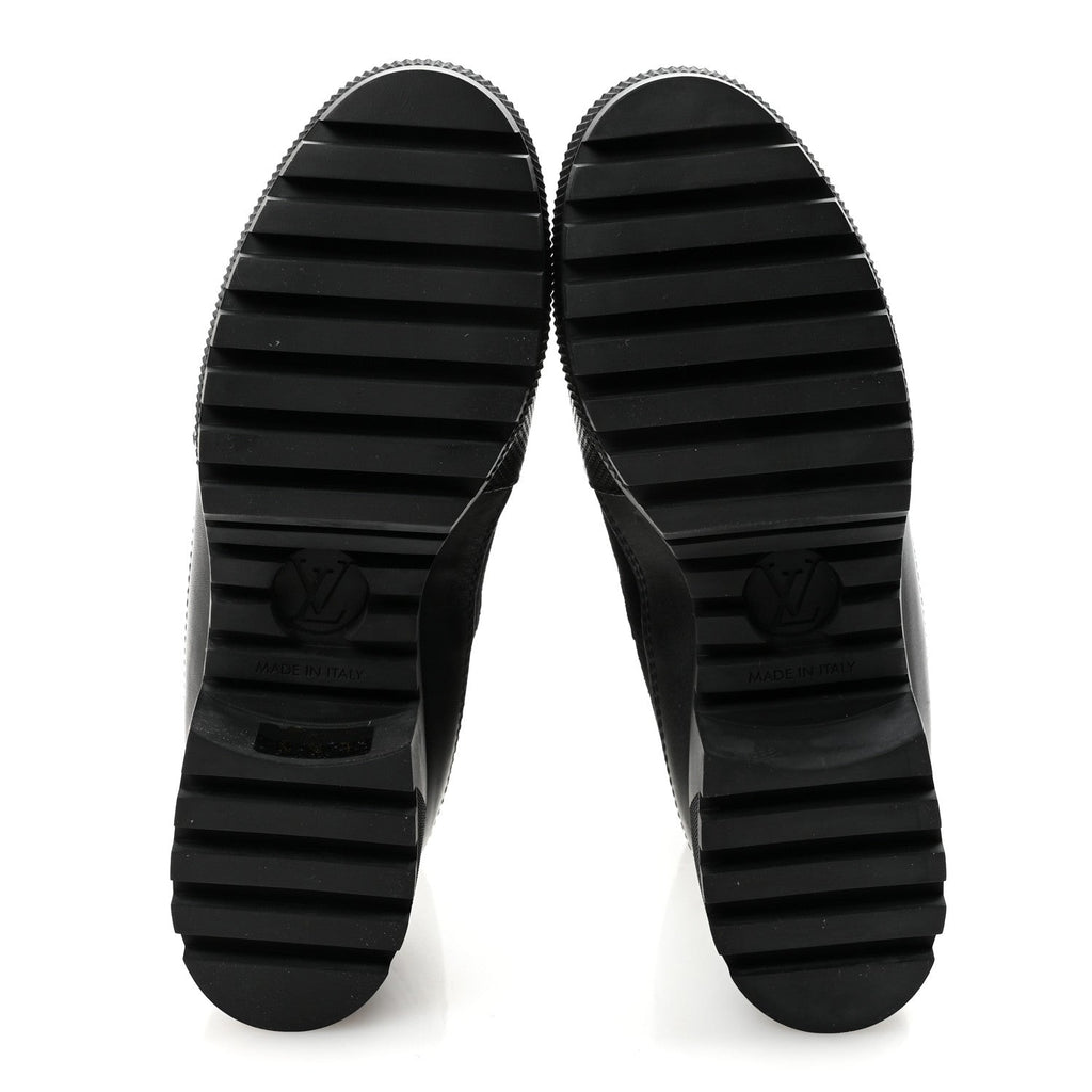 Louis Vuitton Suede Monogram Laureate Platform Desert Boots 37 Kaki Black