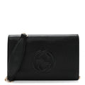 Gucci Pebbled Calfskin Soho Wallet On Chain Black