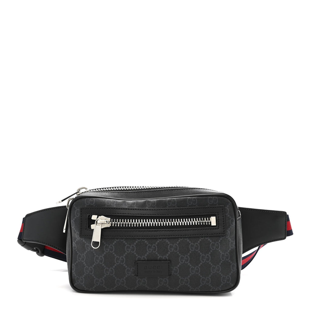 Gucci Soft GG Supreme Monogram Web Belt Bag Black Grey