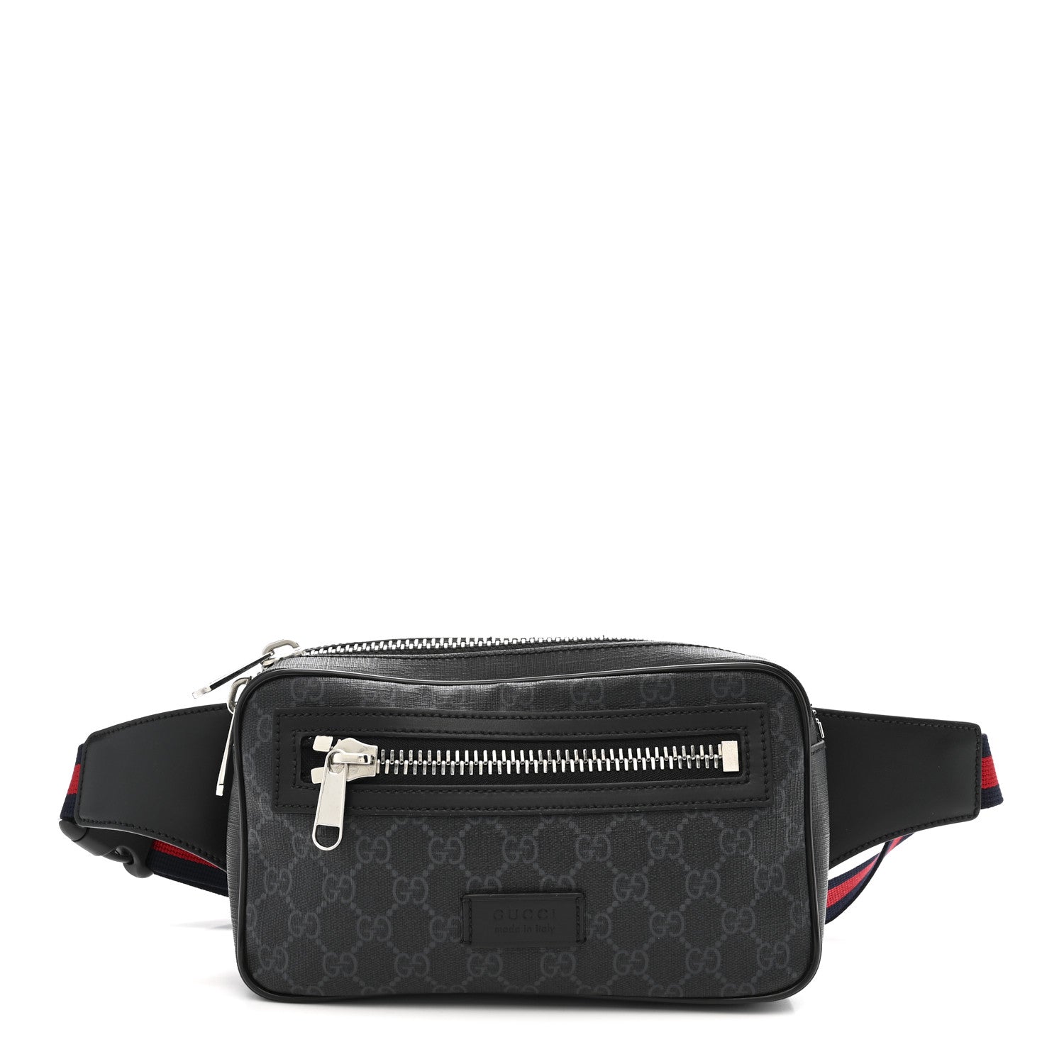 Gucci Soft GG Supreme Monogram Web Belt Bag Black Grey