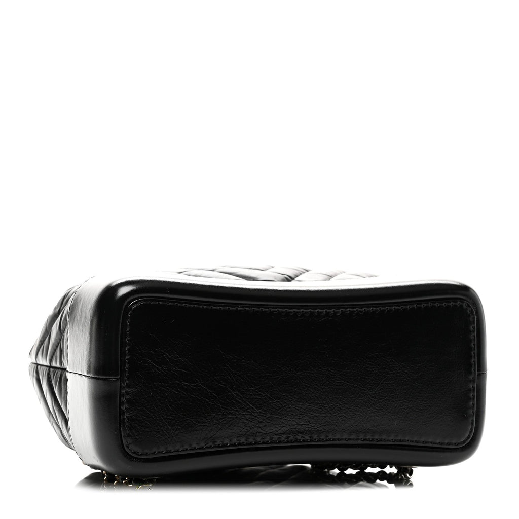 Chanel Aged Calfskin Chevron Quilted Small Gabrielle Backpack Black