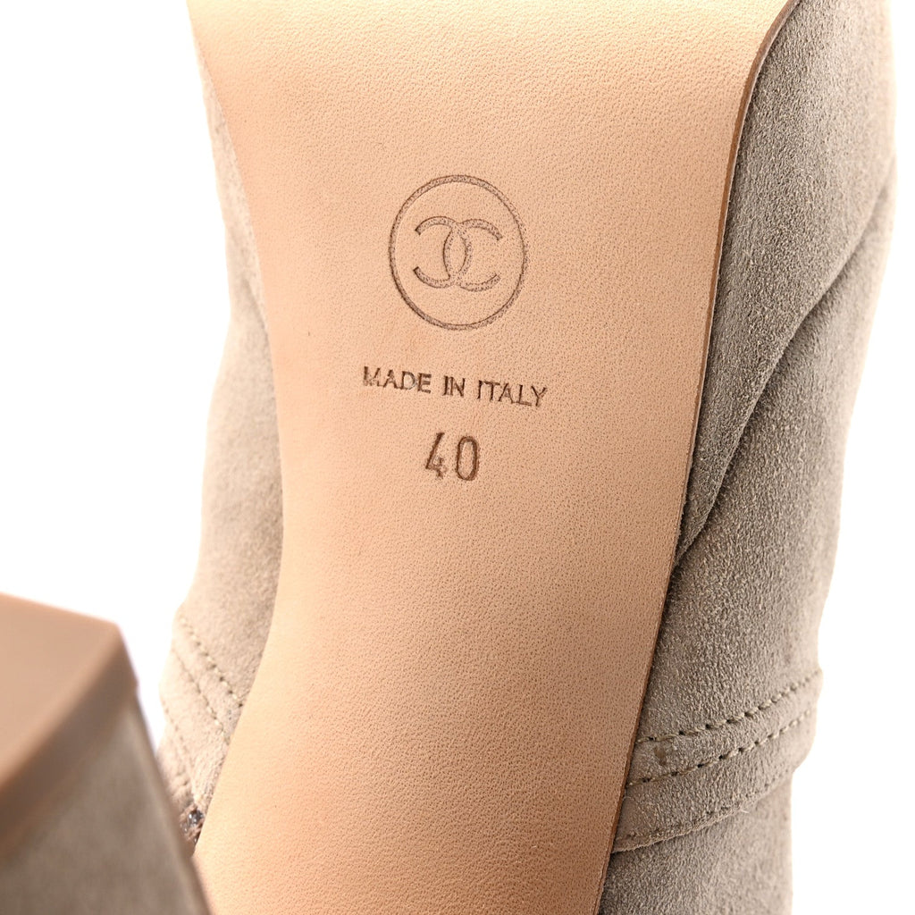 Chanel Suede Calfskin Platform Short Boots 40 Beige
