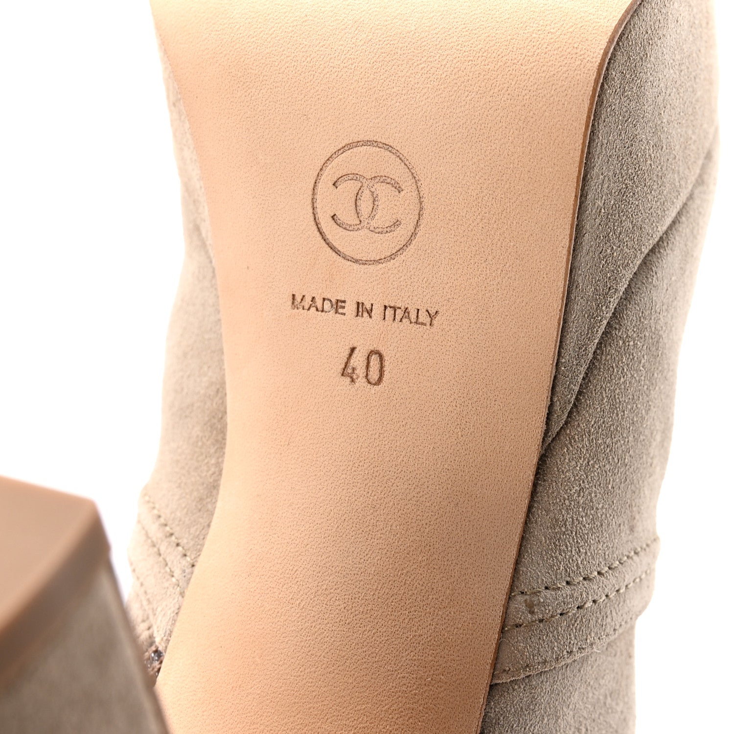Chanel Suede Calfskin Platform Short Boots 40 Beige