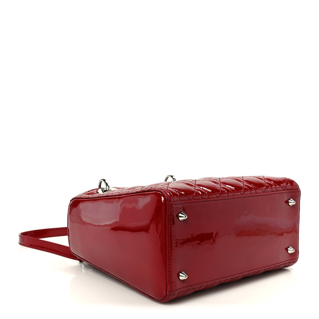 Christian Dior Patent Cannage Medium Lady Dior Red