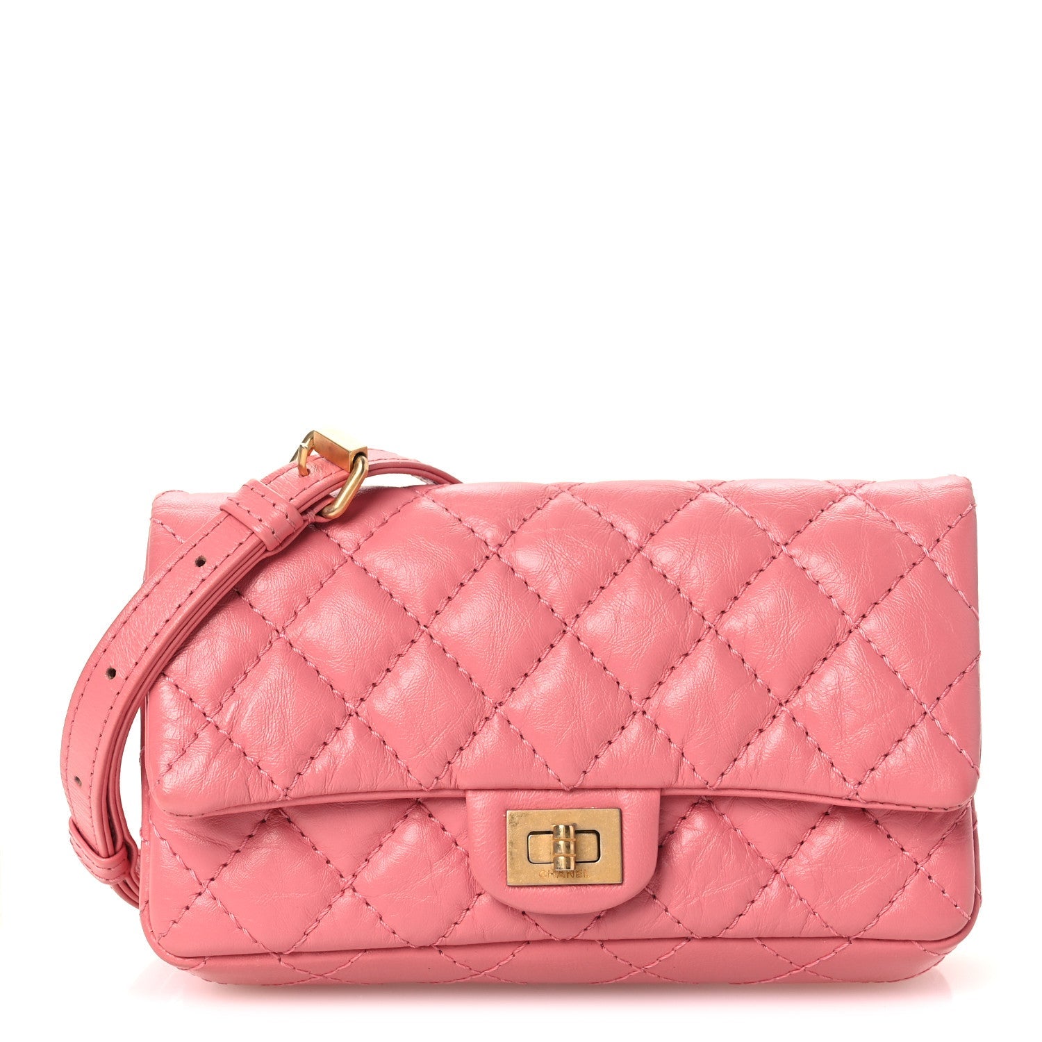 Chanel Aged Calfskin Quilted 2.55 Reissue Flap Belt Bag Pink