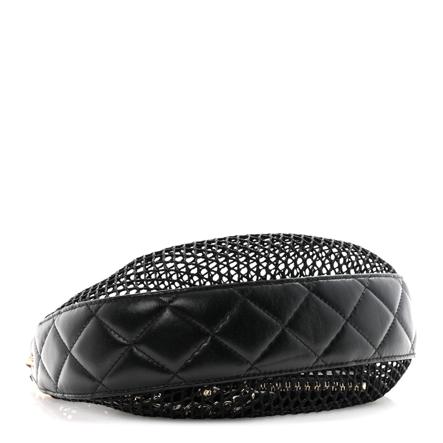 Chanel Mesh Shiny Lambskin Chain Hobo Black