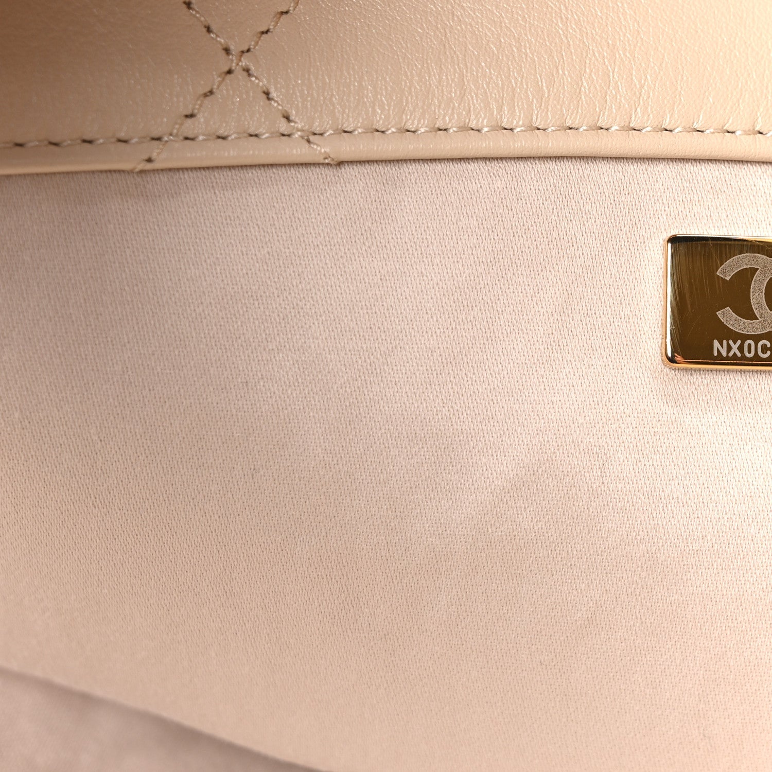 Chanel Calfskin Quilted Small Shopping Bag Beige