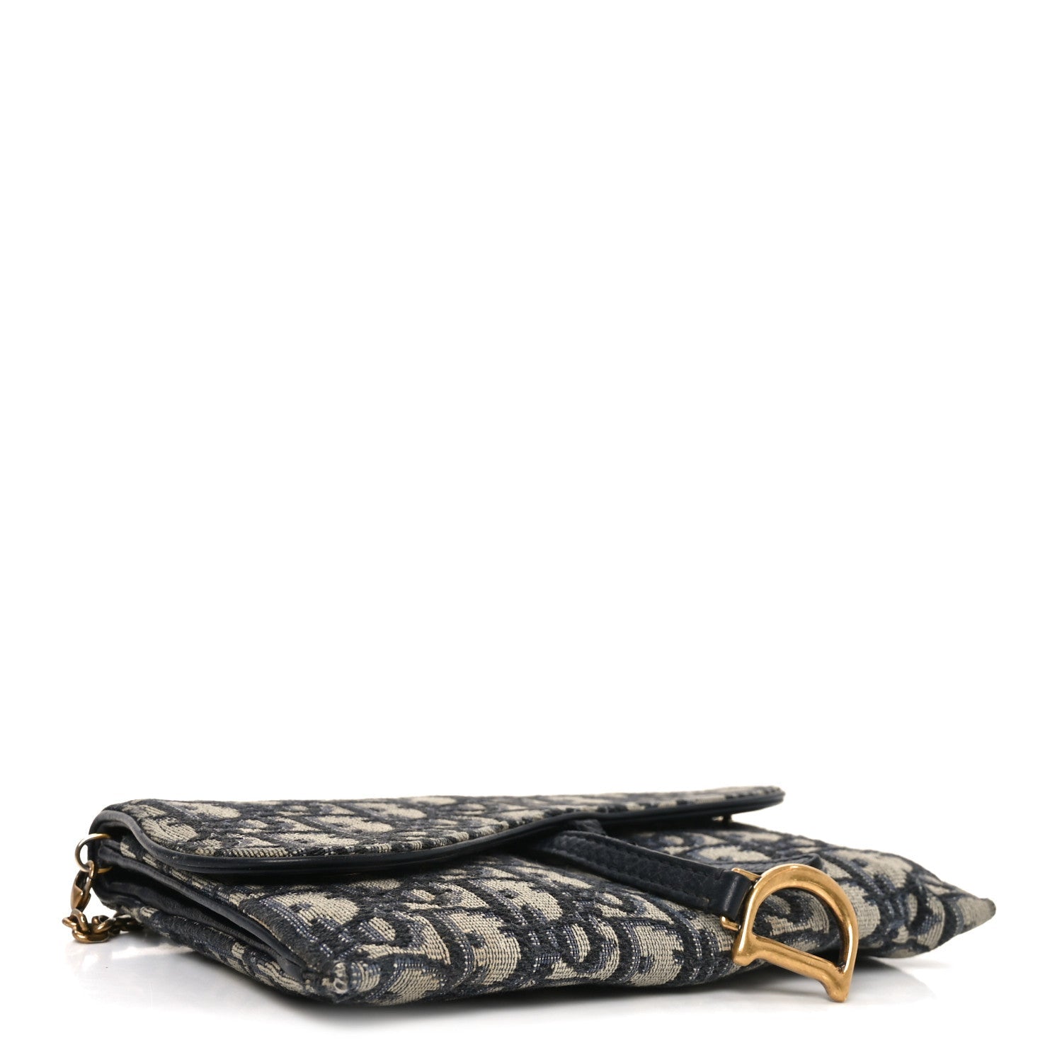 Christian Dior Oblique Small Saddle Chain Pouch Blue