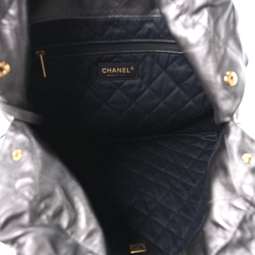Chanel Shiny Calfskin Quilted Chanel 22 Dark Grey