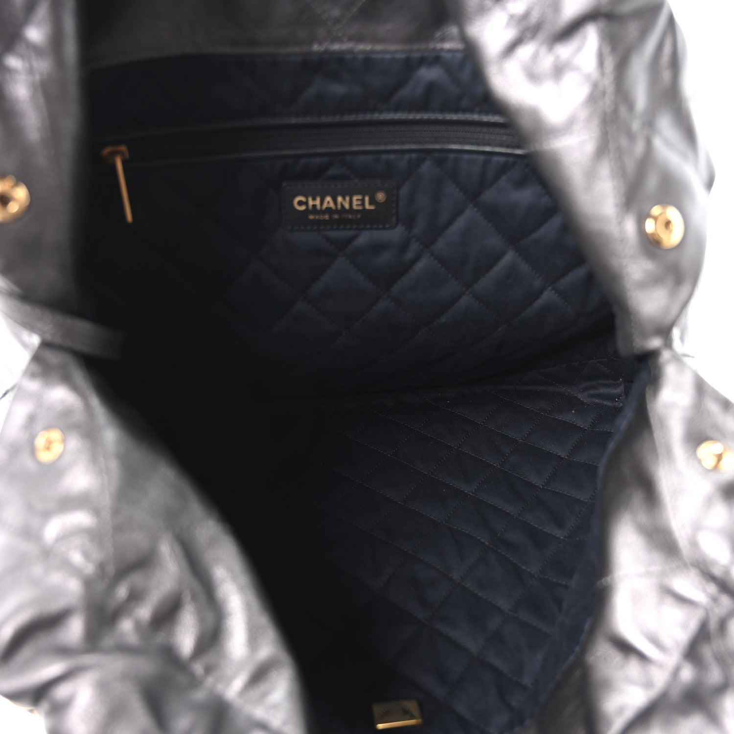 Chanel Shiny Calfskin Quilted Chanel 22 Dark Grey