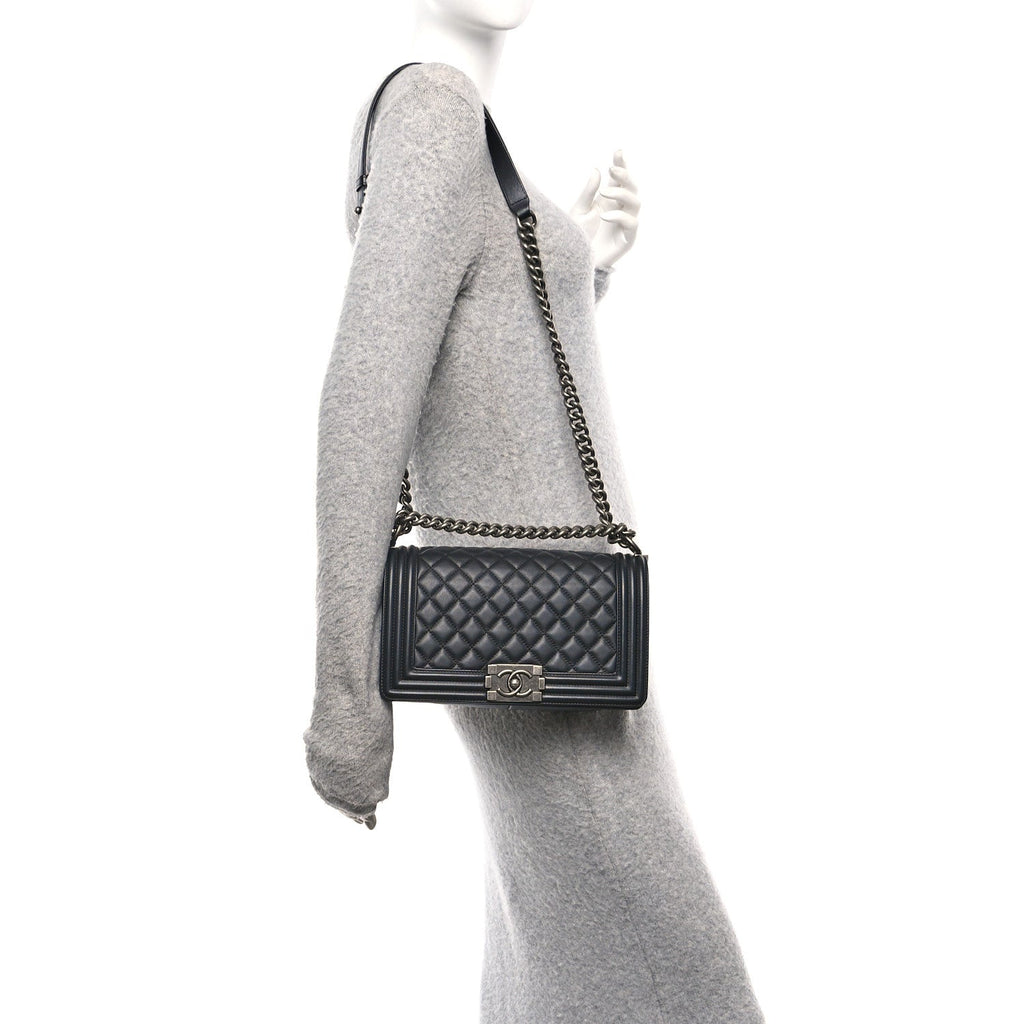 Chanel Lambskin Quilted Medium Boy Flap Black