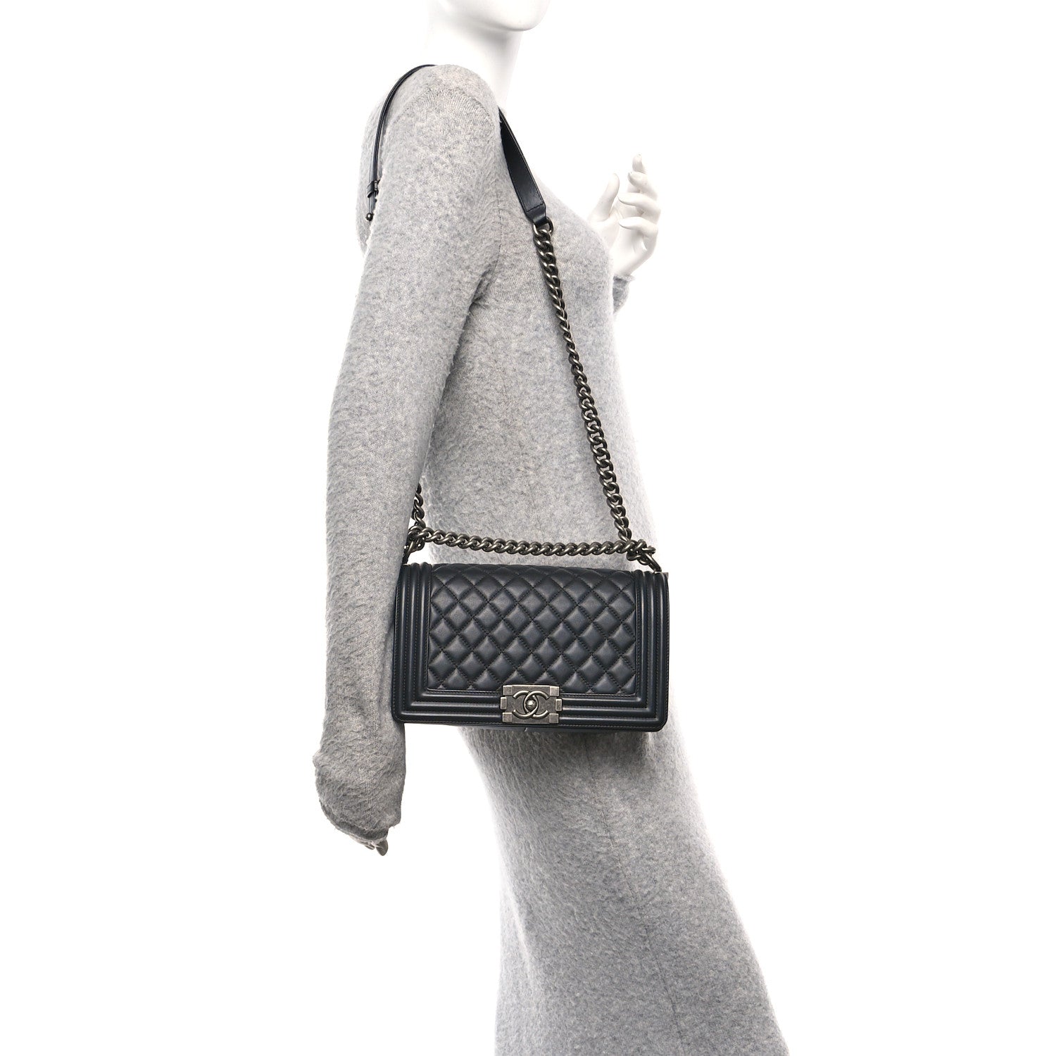 Chanel Lambskin Quilted Medium Boy Flap Black