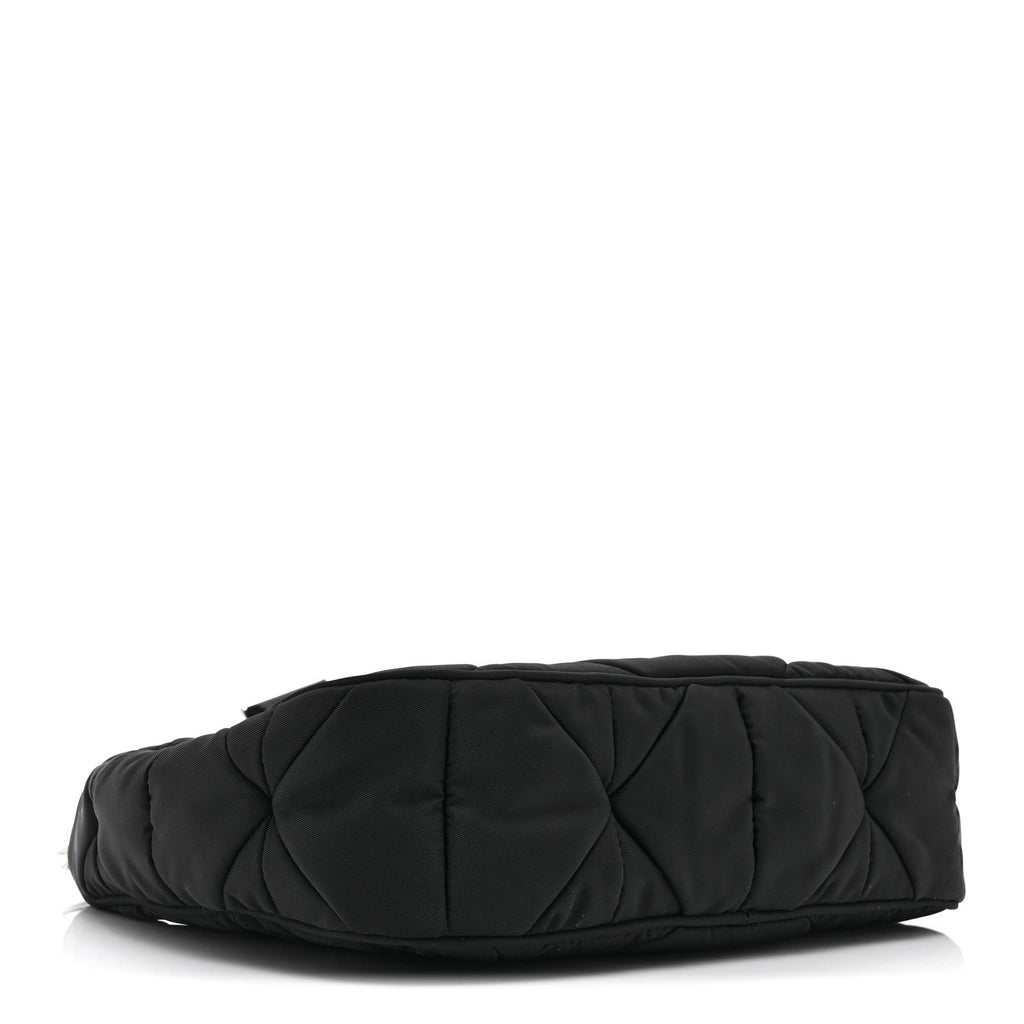 Prada Re-Nylon Triangle Padded Patchwork Shoulder Bag Black