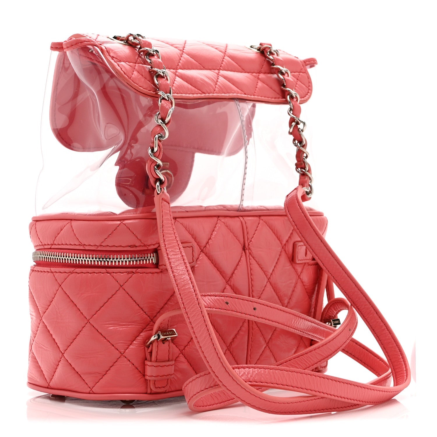 Chanel Crumpled Calfskin PVC Quilted Backpack Pink