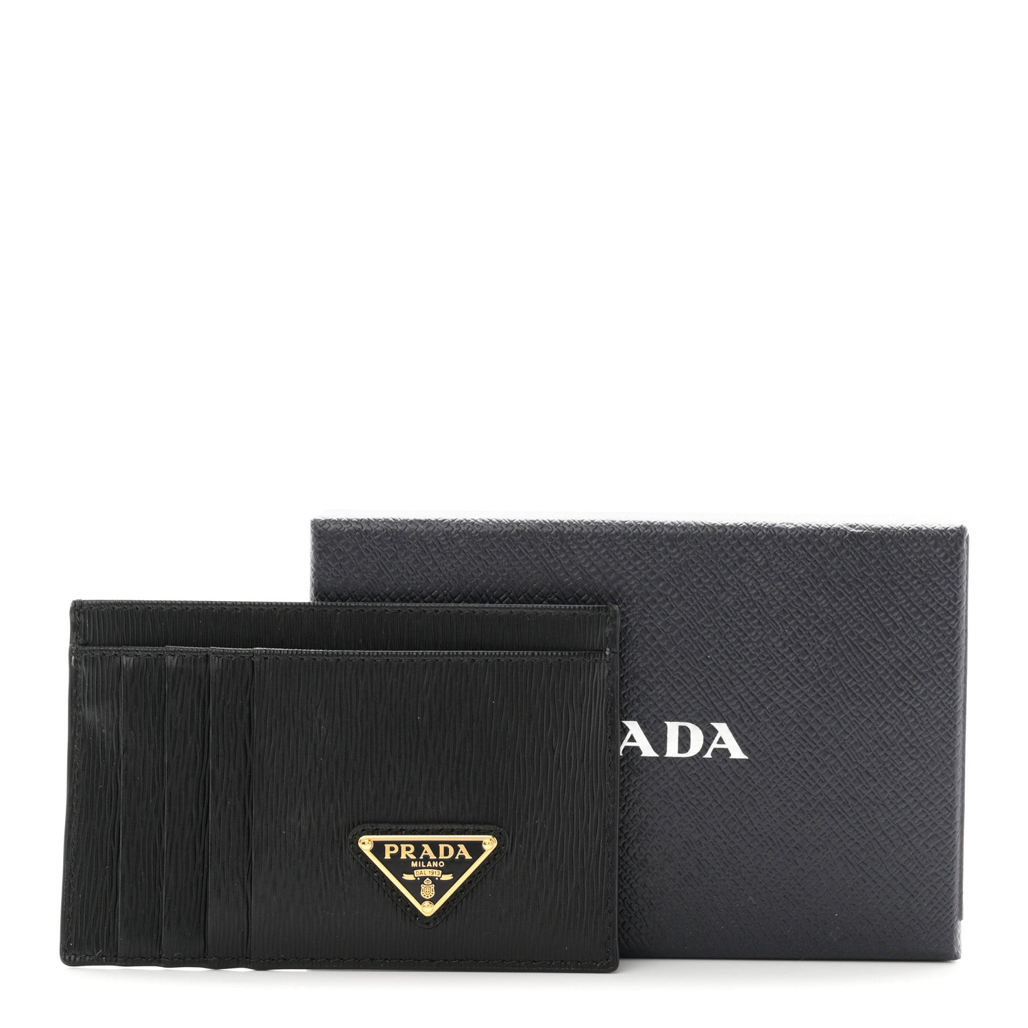 Prada Vitello Move Triangle Logo Card Case Black