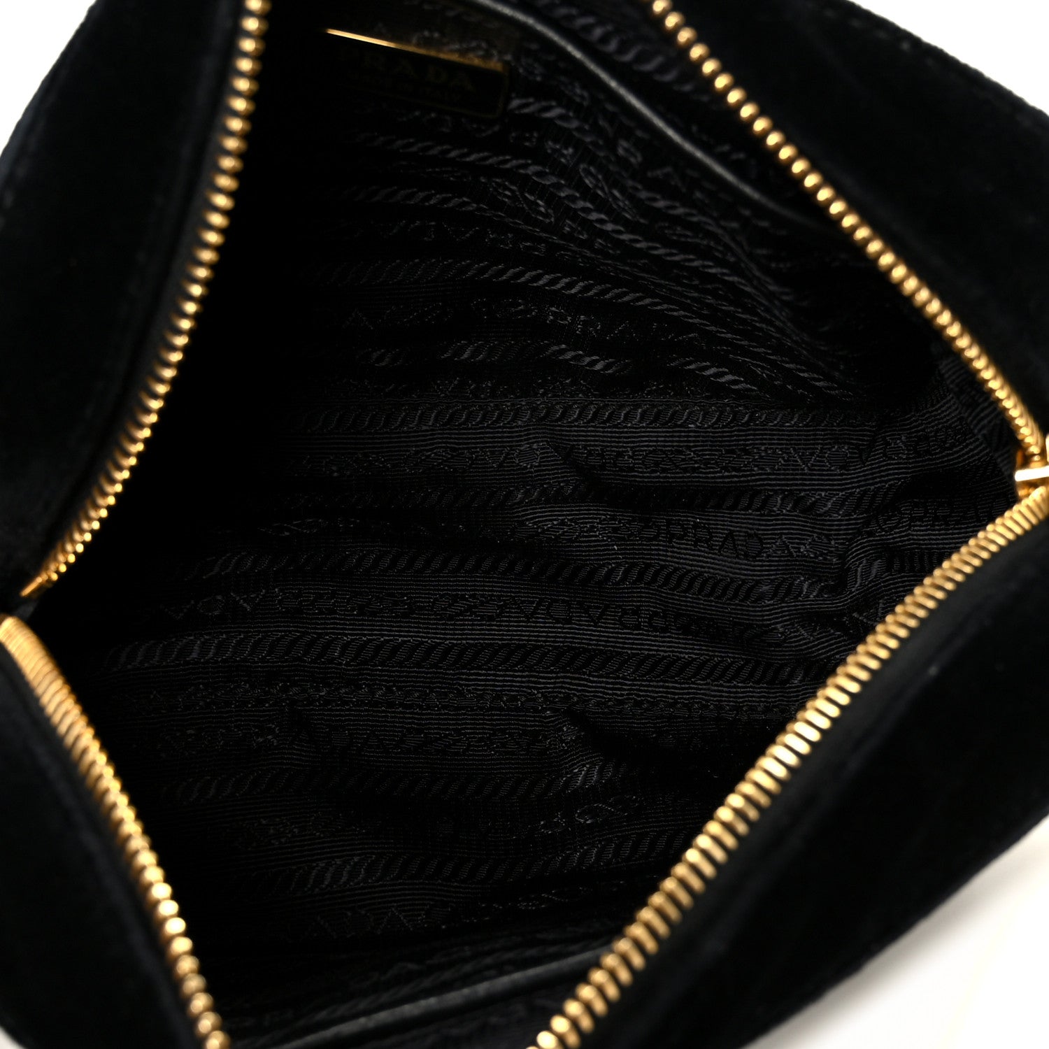 Prada Velluto Zip Top Chain Shoulder Bag Black