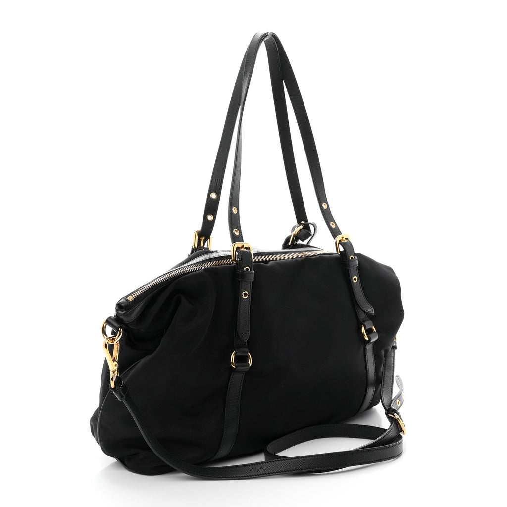 Prada Saffiano Tessuto Nylon Shopping Tote Black