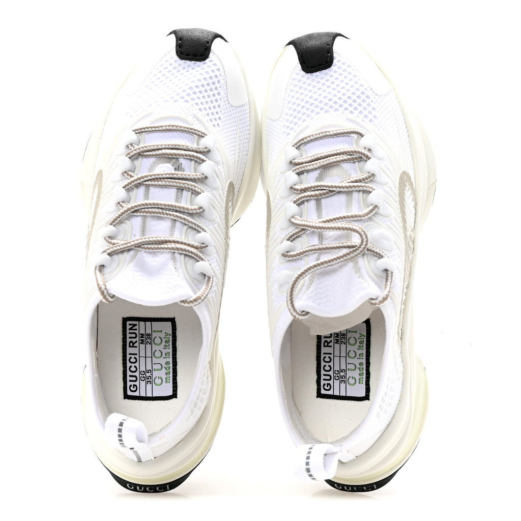 Gucci Technical Knit Fabric Waves Womens Gucci Run Sneakers 35.5 Great White Thunder