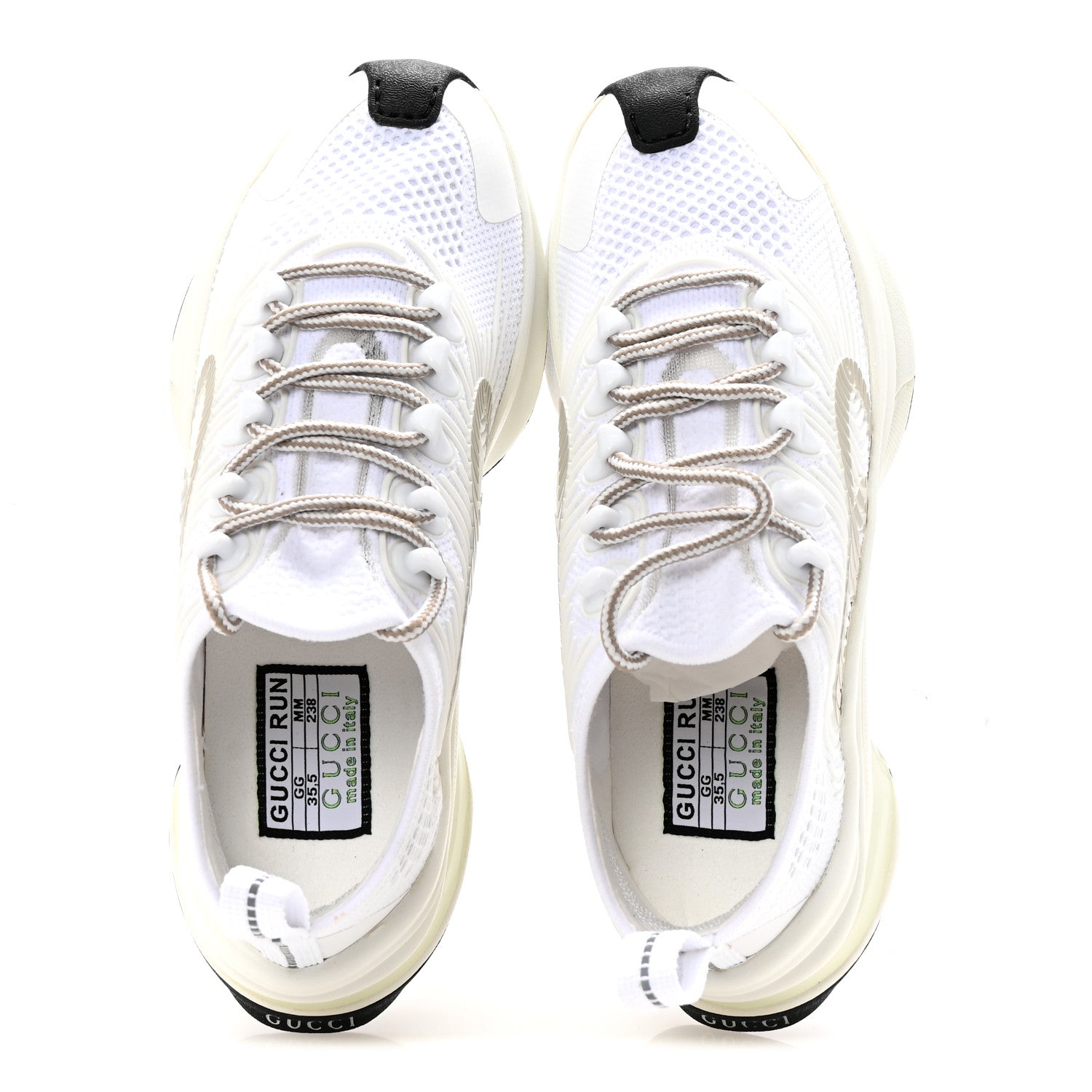 Gucci Technical Knit Fabric Waves Womens Gucci Run Sneakers 35.5 Great White Thunder