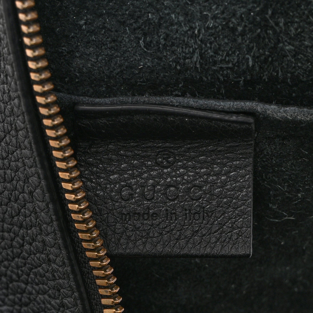 Gucci Pebbled Calfskin Medium Logo Portfolio Clutch Black