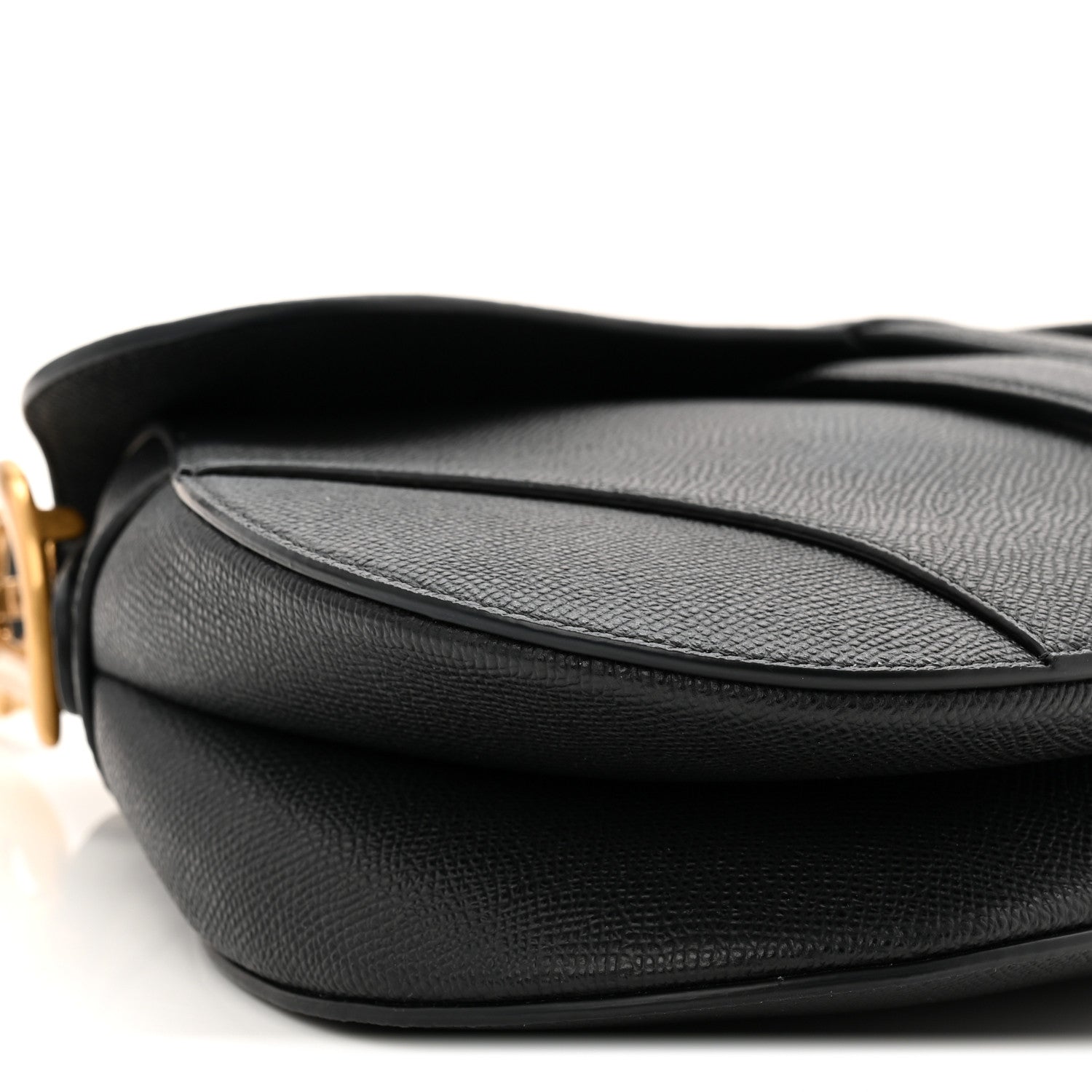 Christian Dior Grained Calfskin Saddle Bag With Strap Black