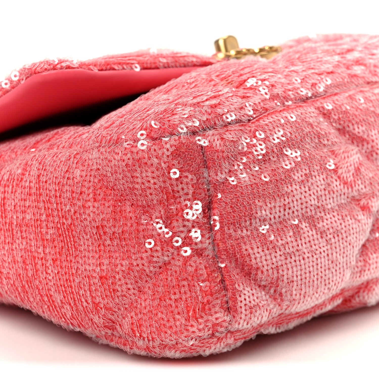 Chanel Sequin Quilted Medium Chanel 19 Flap Coral