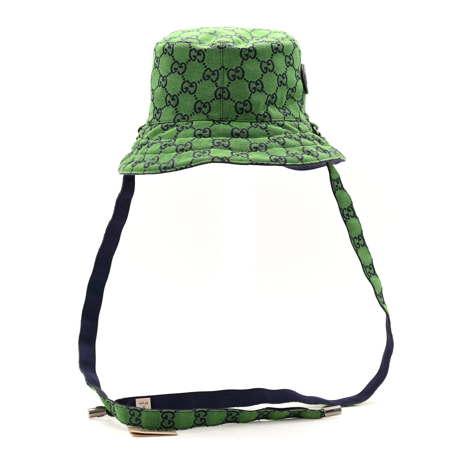Gucci Monogram Multicolor Reversible Self-Tie Bucket Hat S Green Blue