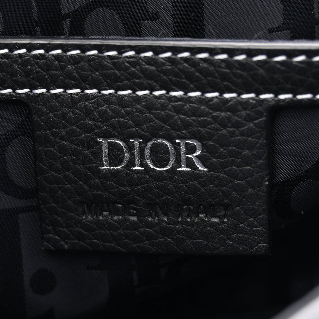 Christian Dior Grained Calfskin Saddle Messenger Bag With Strap Black