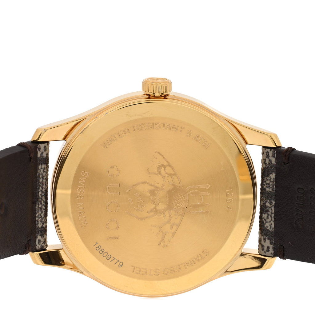 Gucci Stainless Steel Canvas 38mm G-Timeless GG Supreme Bee Quartz Watch Brown