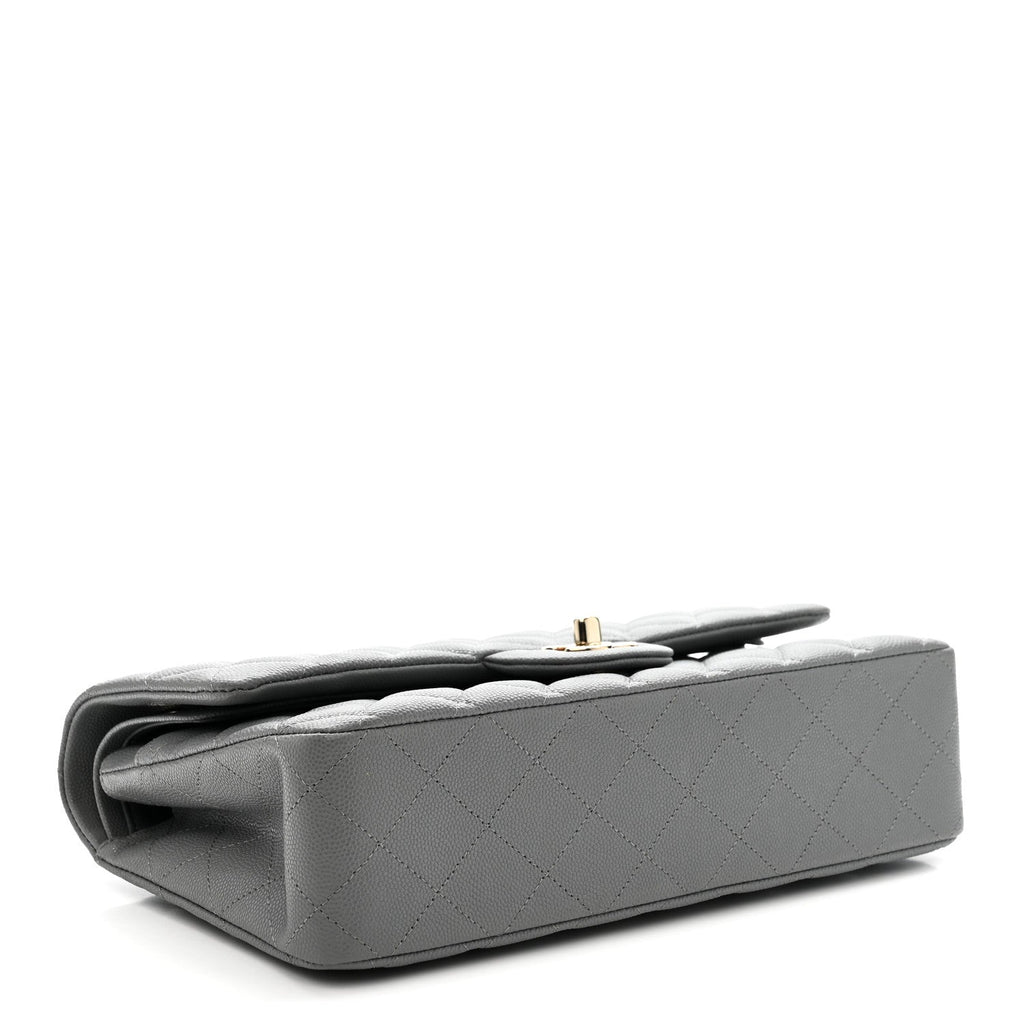 Chanel Caviar Quilted Medium Double Flap Grey