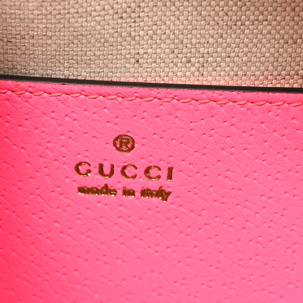Gucci GG Supreme Monogram Textured Dollar Calfskin Web Ophidia Small Crossbody Bag Beige Ebony Fuchsia