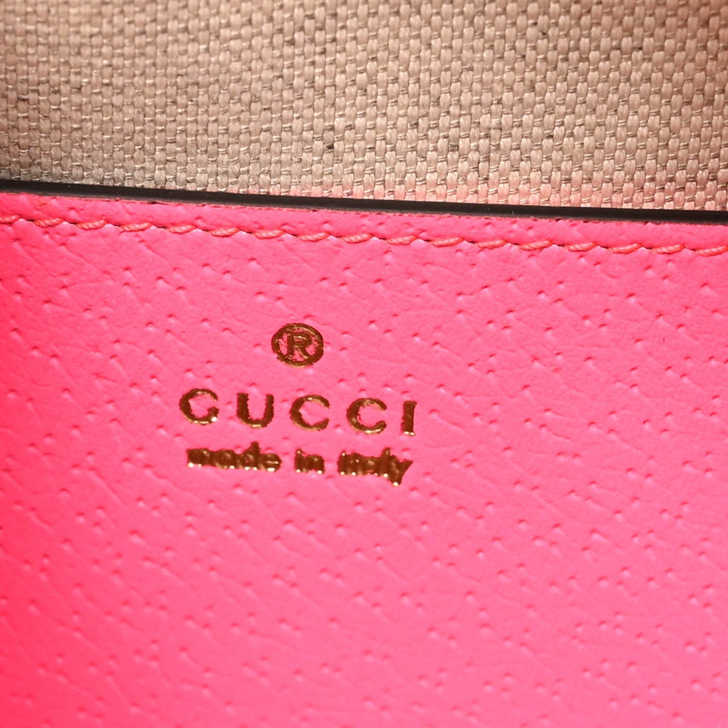 Gucci GG Supreme Monogram Textured Dollar Calfskin Web Ophidia Small Crossbody Bag Beige Ebony Fuchsia