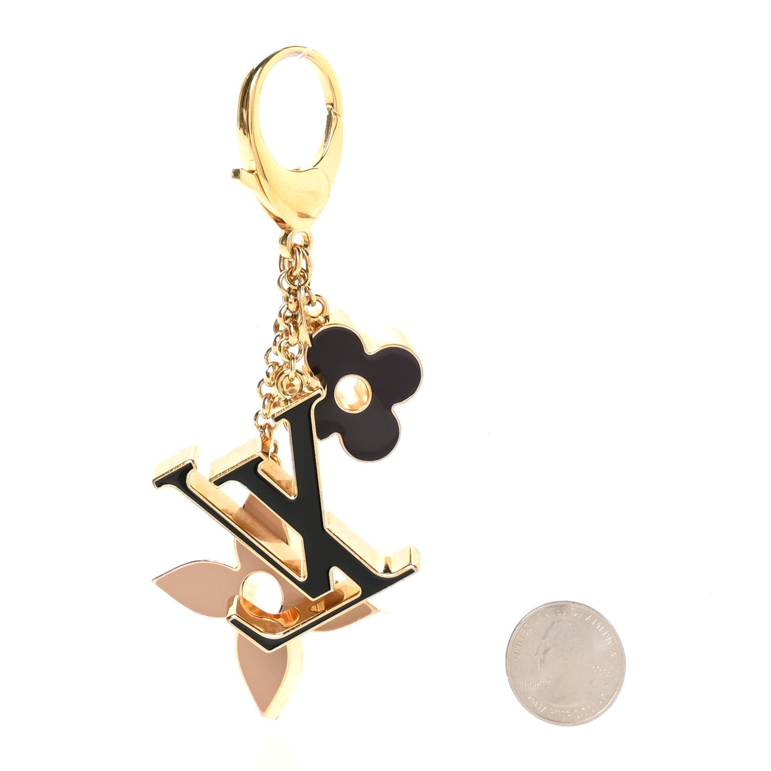 Louis Vuitton Metal Enamel Fleur De Monogram Bag Charm Dore