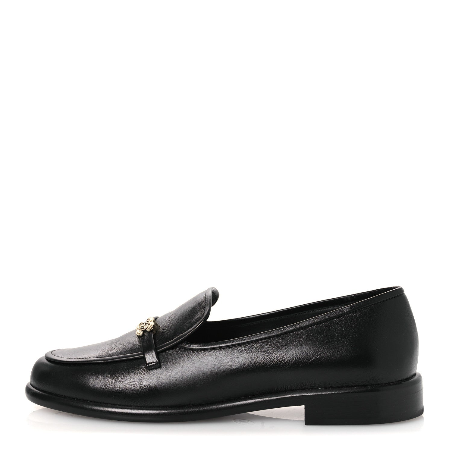 Chanel Shiny Calfskin CC Moccasins 41 Black
