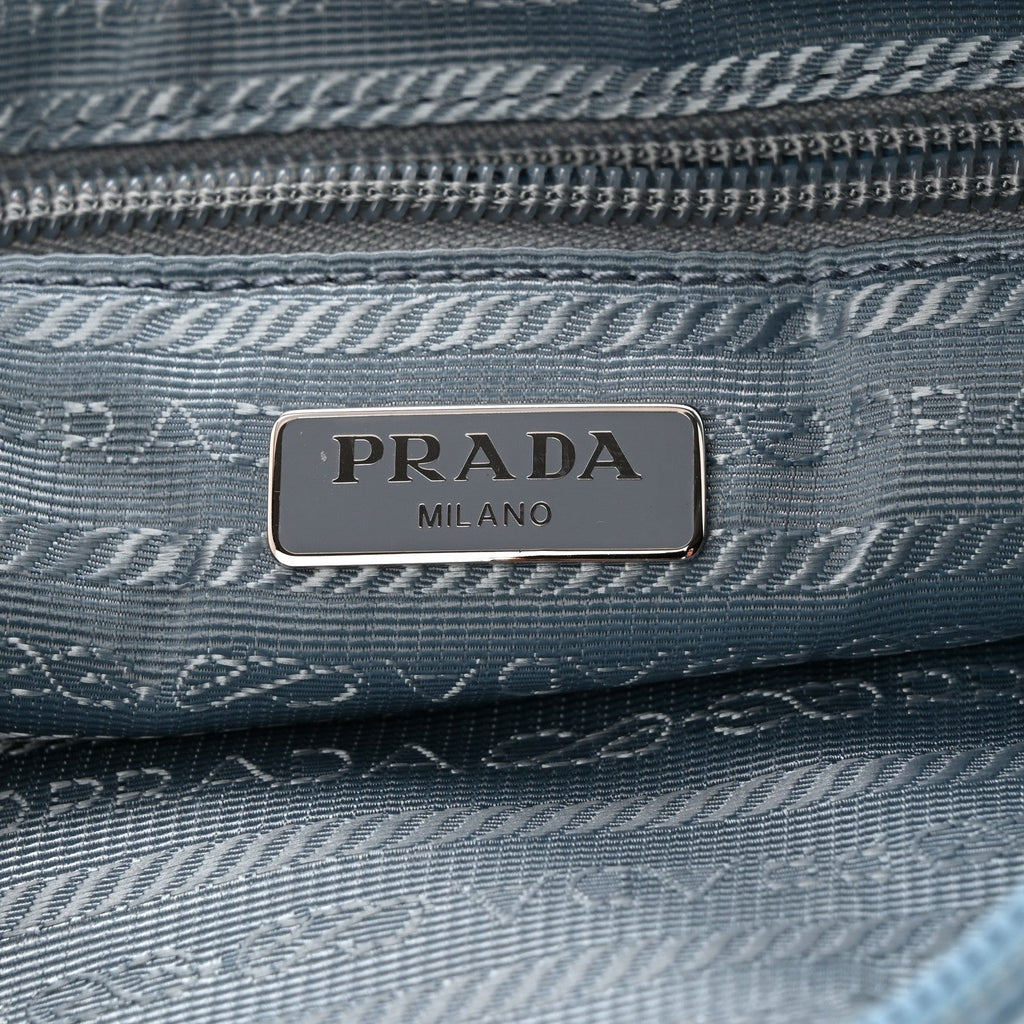 Prada Re-Nylon Vela Saffiano Mini Pochette Bag Celeste