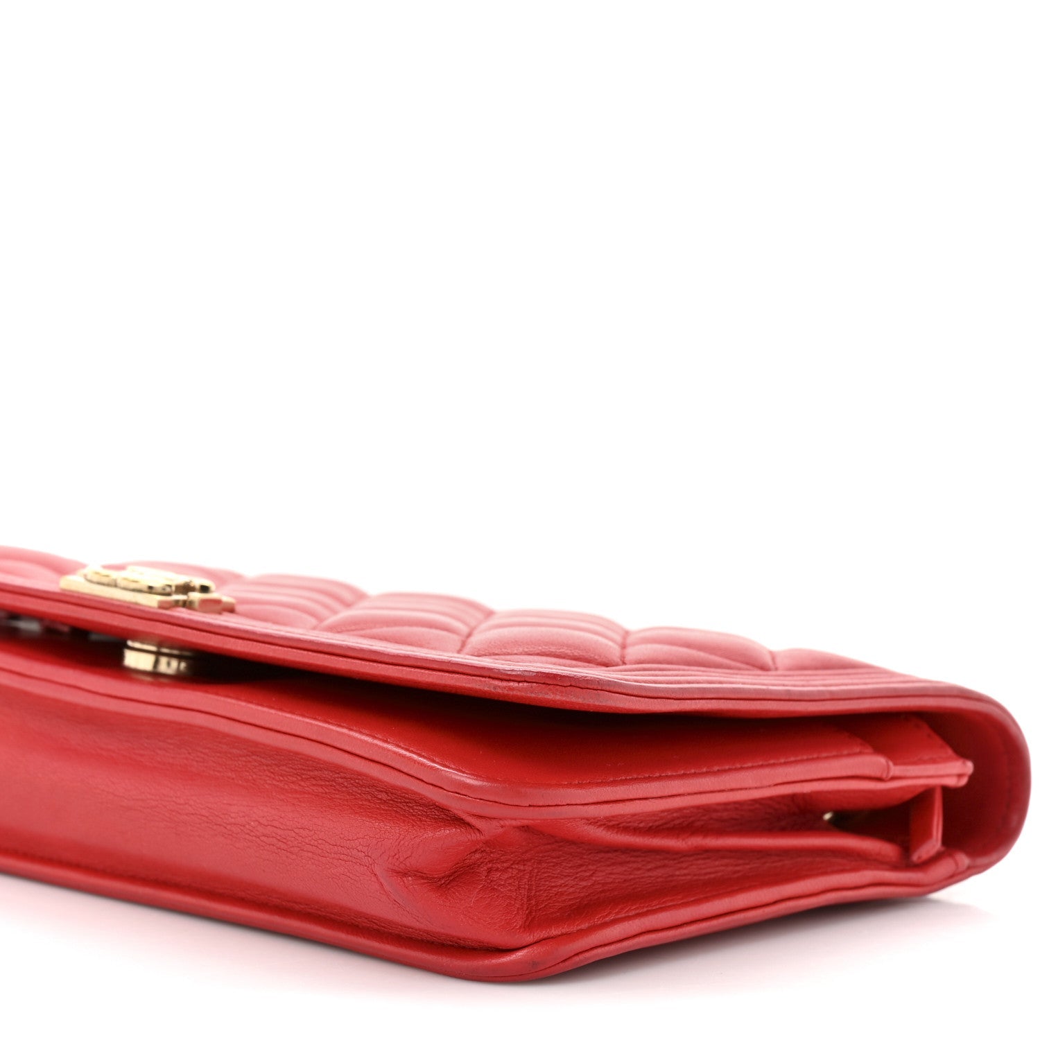 Chanel Lambskin Quilted Boy Wallet On Chain WOC Red
