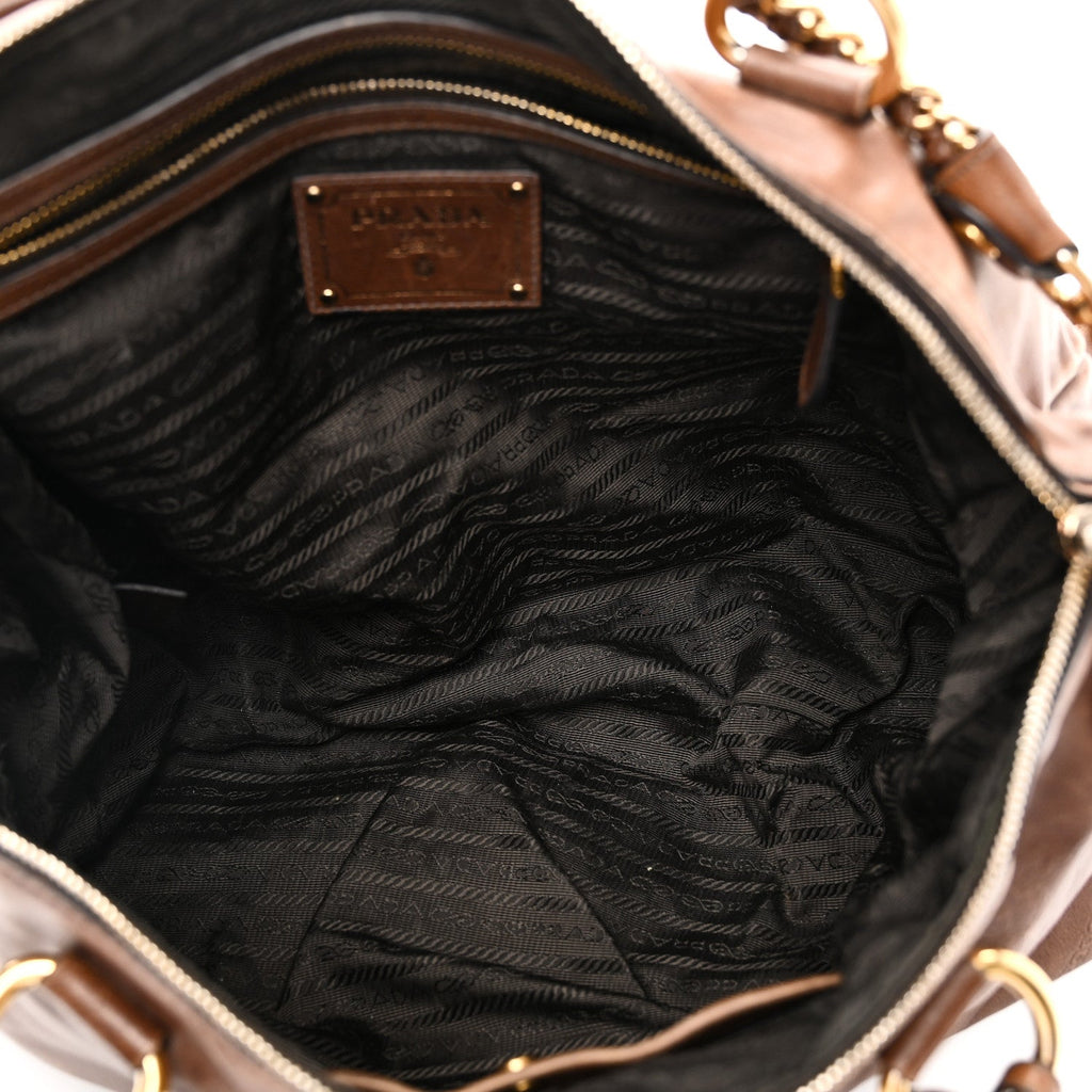 Prada Soft Calf Shopping Tote Brown