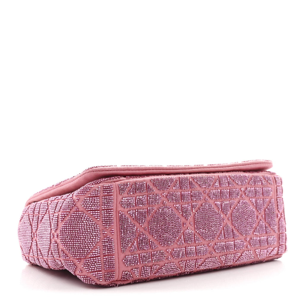 Christian Dior Calfskin Beaded Small Caro Bag Pink