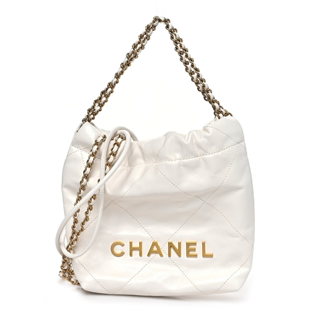 Chanel Shiny Calfskin Quilted Mini Chanel 22 White