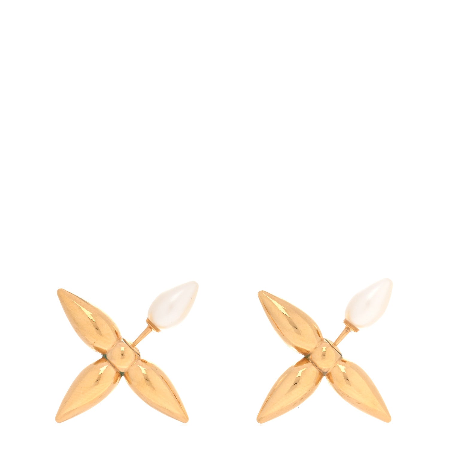 Louis Vuitton Pearl Louisette By Night Earrings Gold