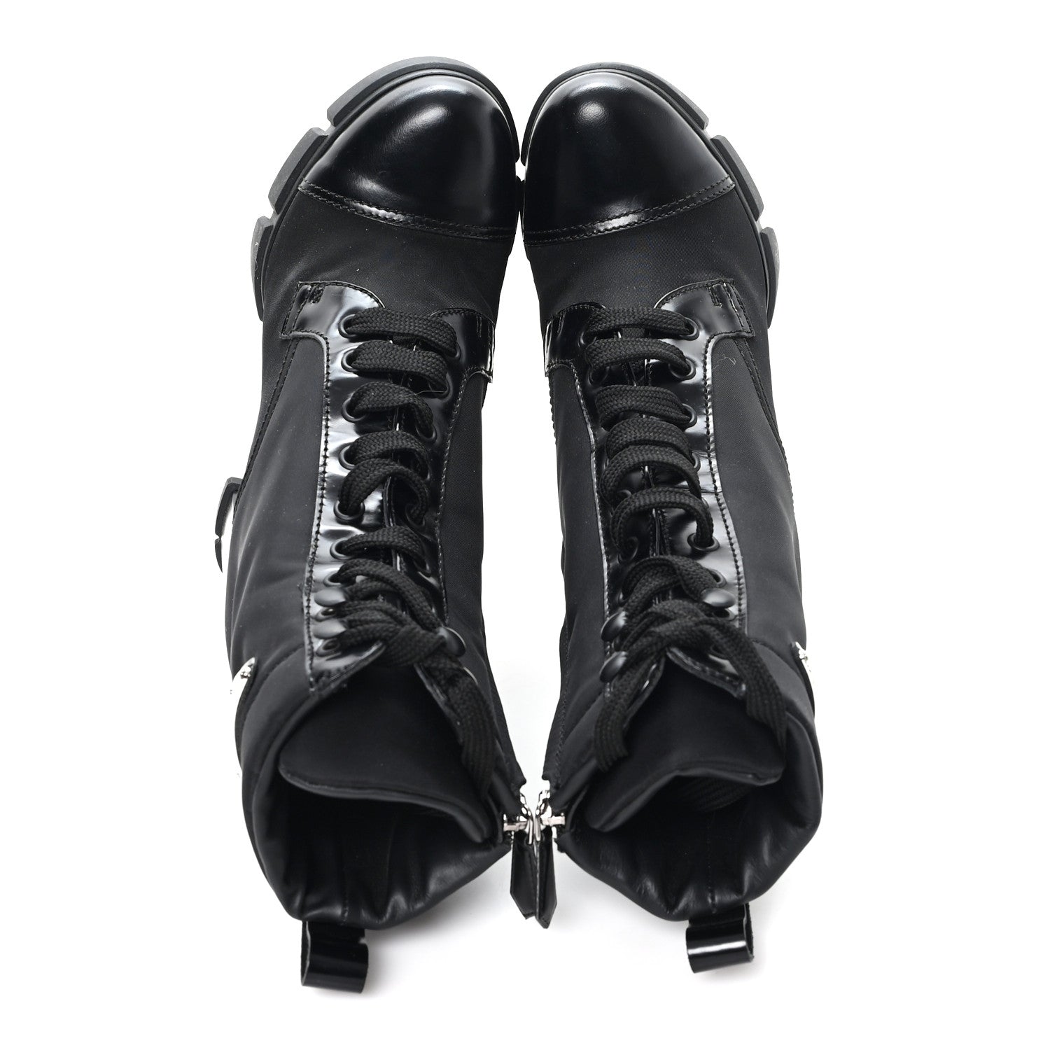 Prada Spazzolato Re-Nylon Metal Triangle Logo 110mm Ankle Boots 37 Black