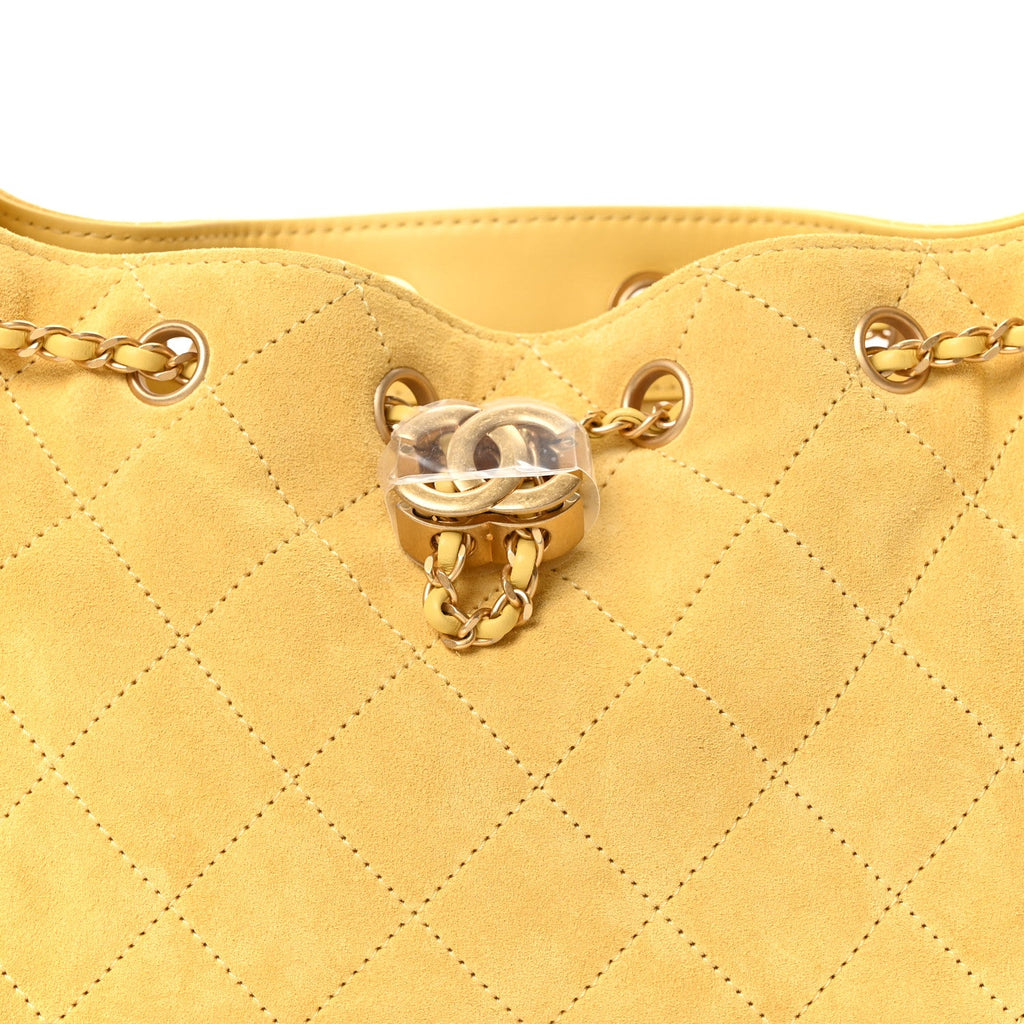 Chanel Suede Quilted Mini Chanel 25 Handbag Yellow